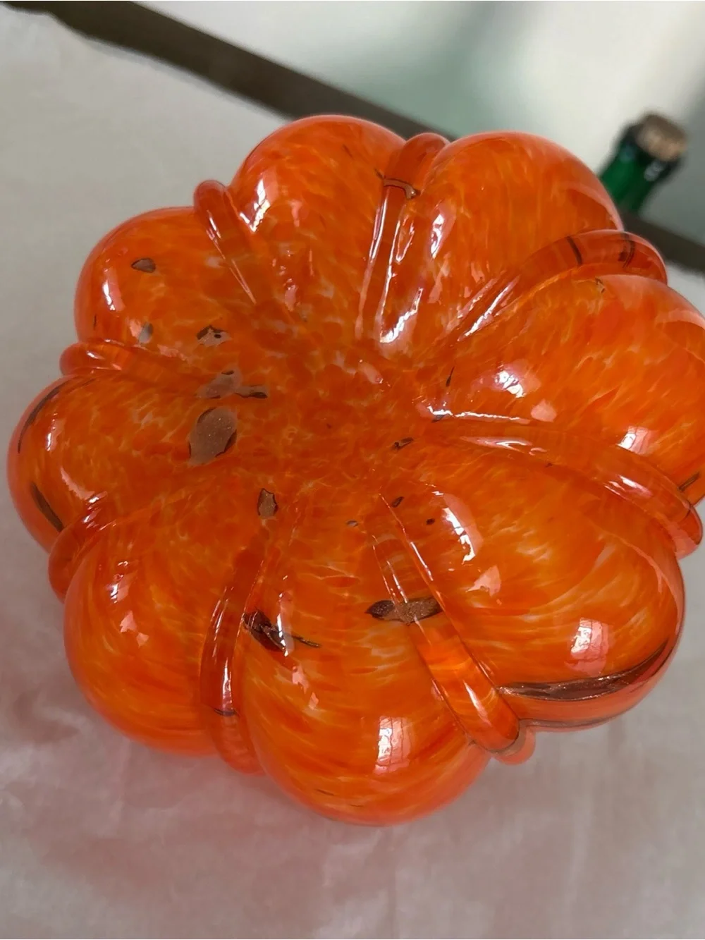 Martha Stewart Handblown Glass Multi-colored Pumpkin  Beautiful colors of orange
